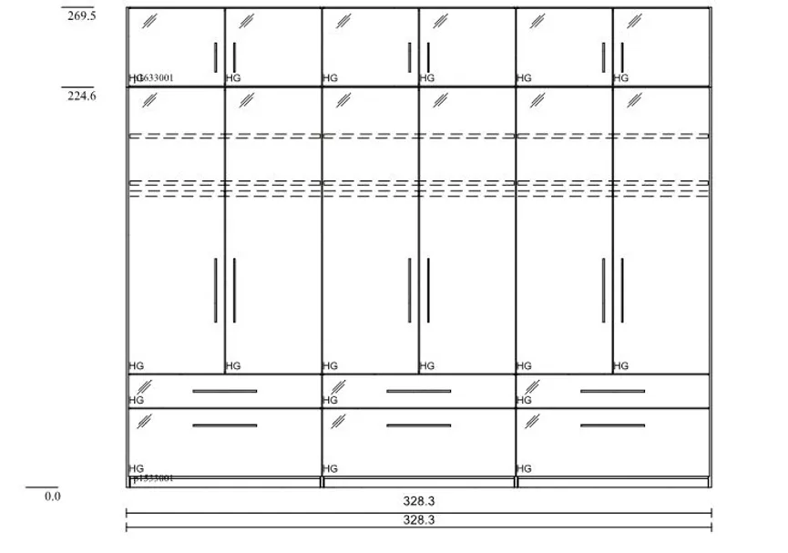 Drehtürenschrank 6-trg. detail