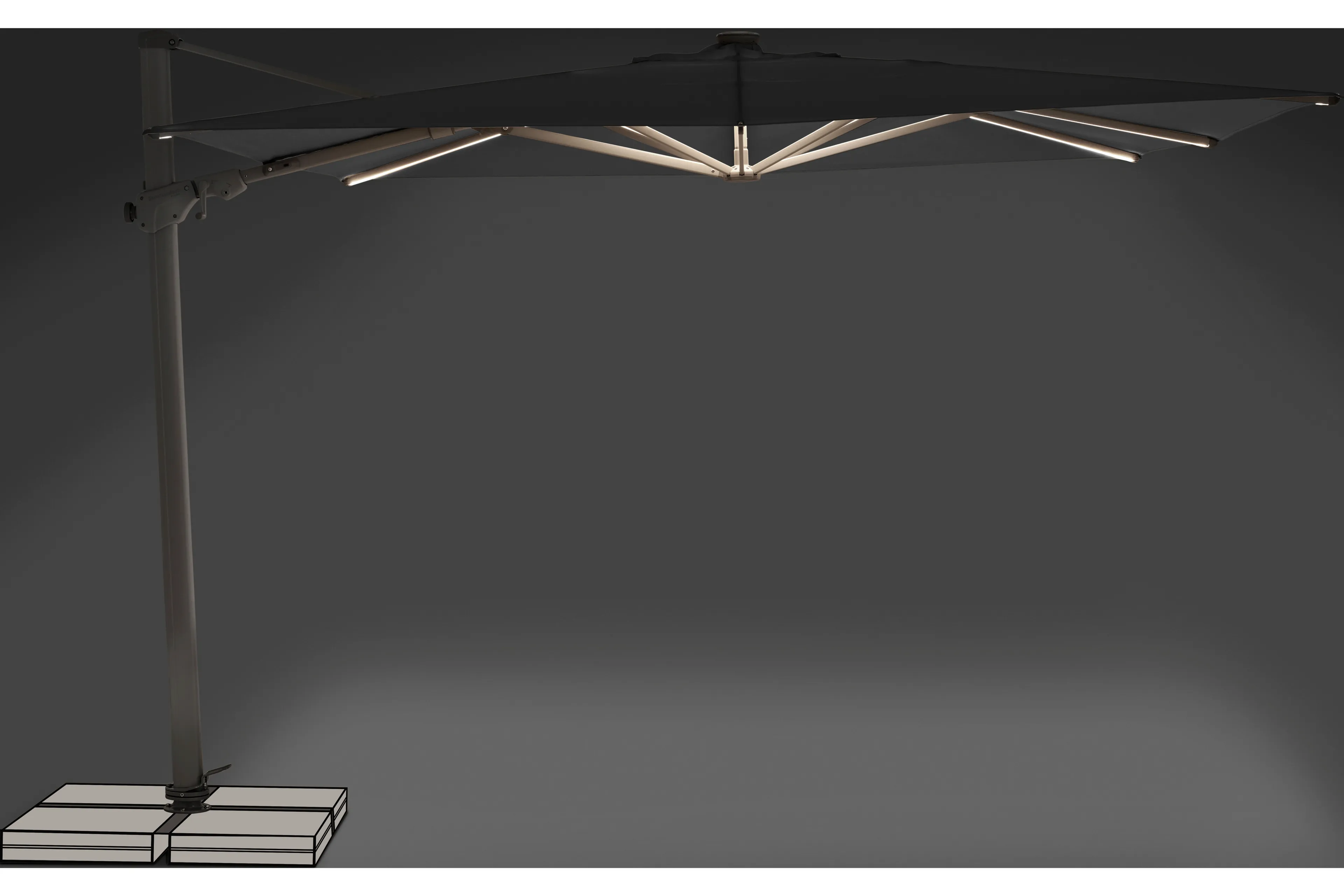 Ampelschirm Varioflex LED 300 x 300 cm 