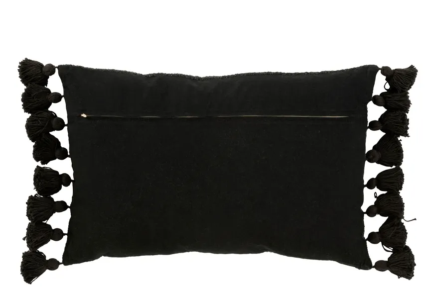 Kissen "Quasten" schwarz detail