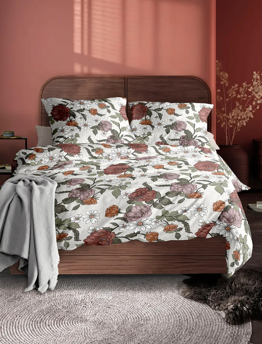 Satin-Bettw. Wave 135x200 milieu