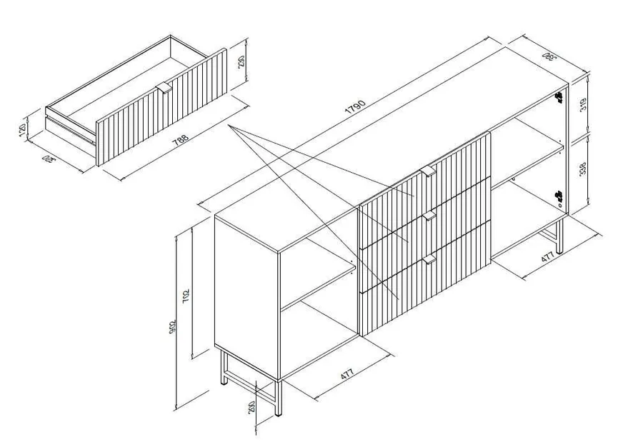 Sideboard 2T/3S detail