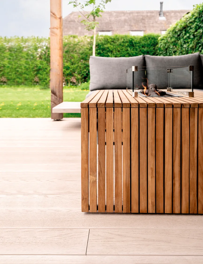 Feuertisch Cosibridge 140 teak detail