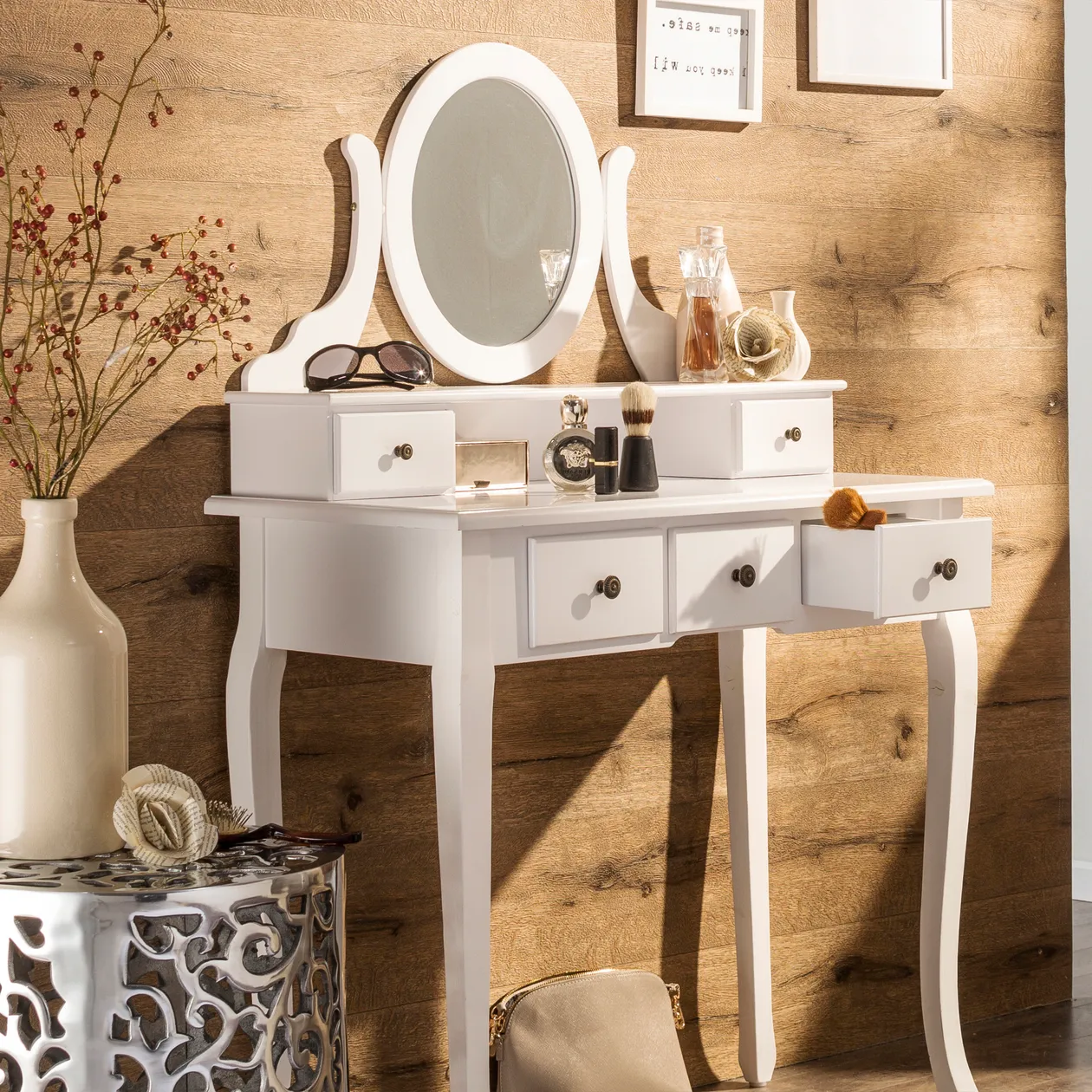Schminktisch Weiss MDF / Lack 