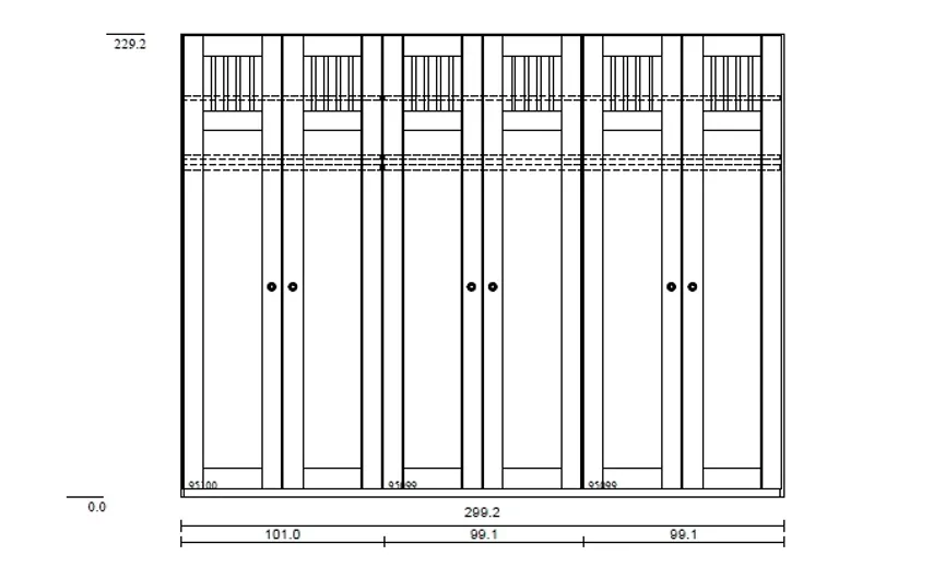 Drehtürenschrank 6-trg. detail