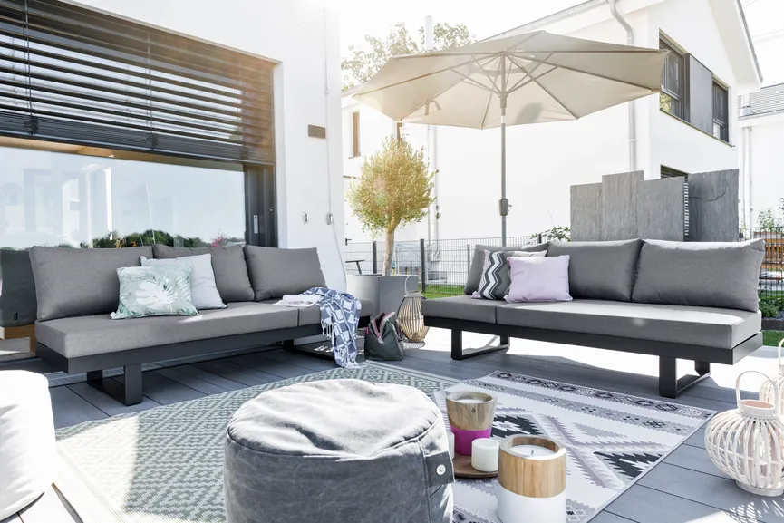 Sofaliege Anthrazit Aluminium detail