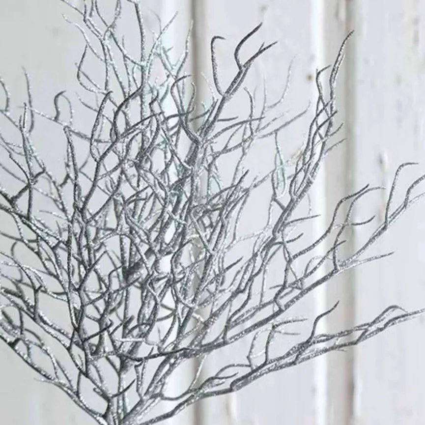 Dekozweig "Glitter" silber material_farbe