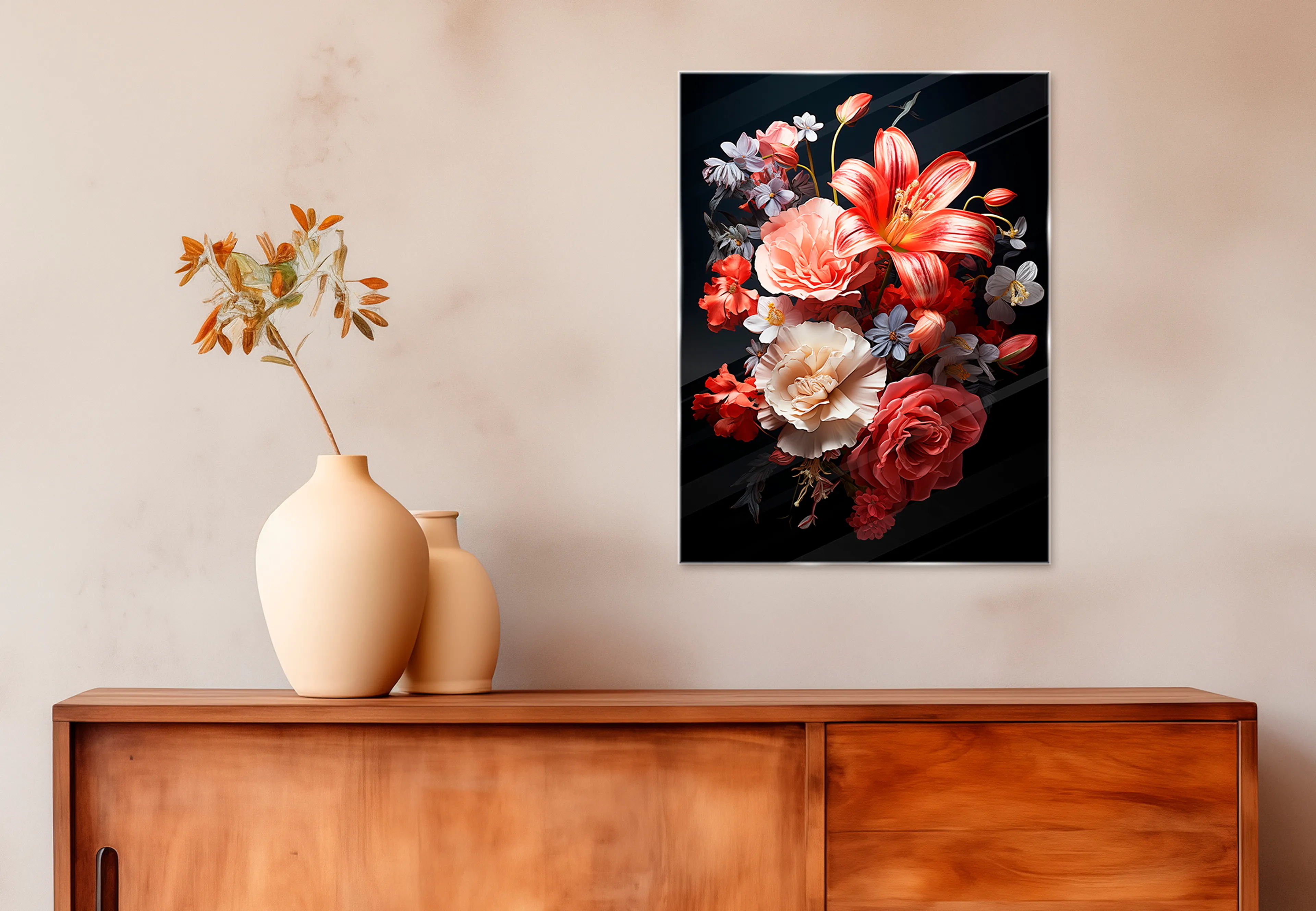 Glasbild 30 x 40 cm Colourful Bouquet I 
