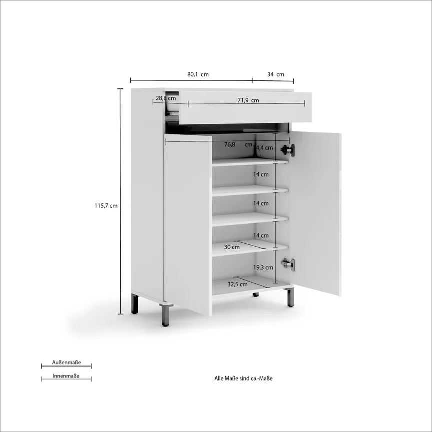Schuhschrank 2T/1S detail