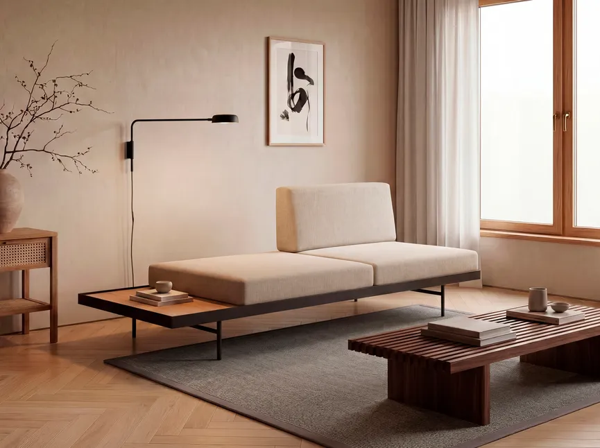 Sofa mit Eichetisch milieu
