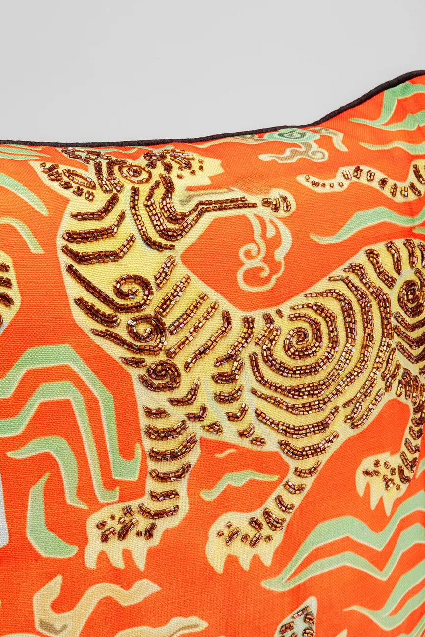 Kissen "Tiger Love" rot detail