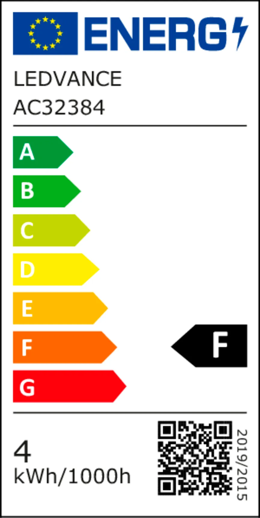 E14/4 Watt Kerze Gold energielabel