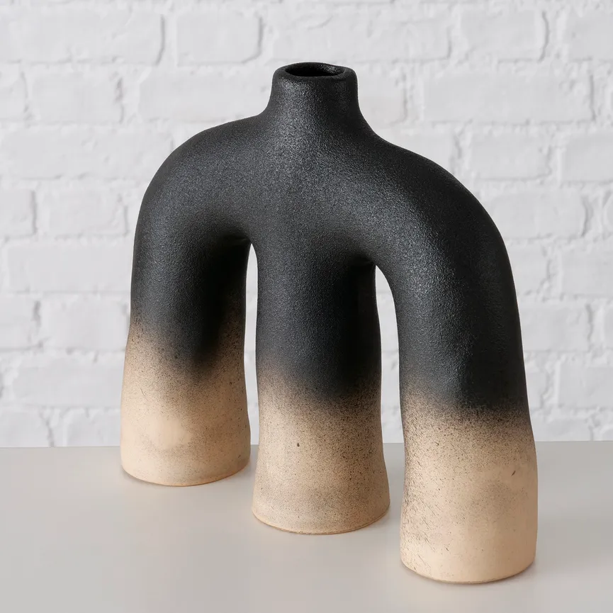 Vase "Limorino" schwarz-braun detail