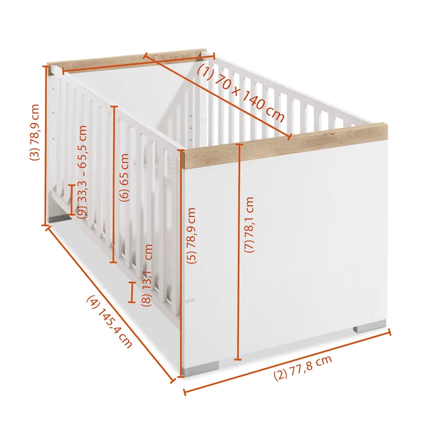 Kinderbett LF 70x140 cm dimensionsmarker