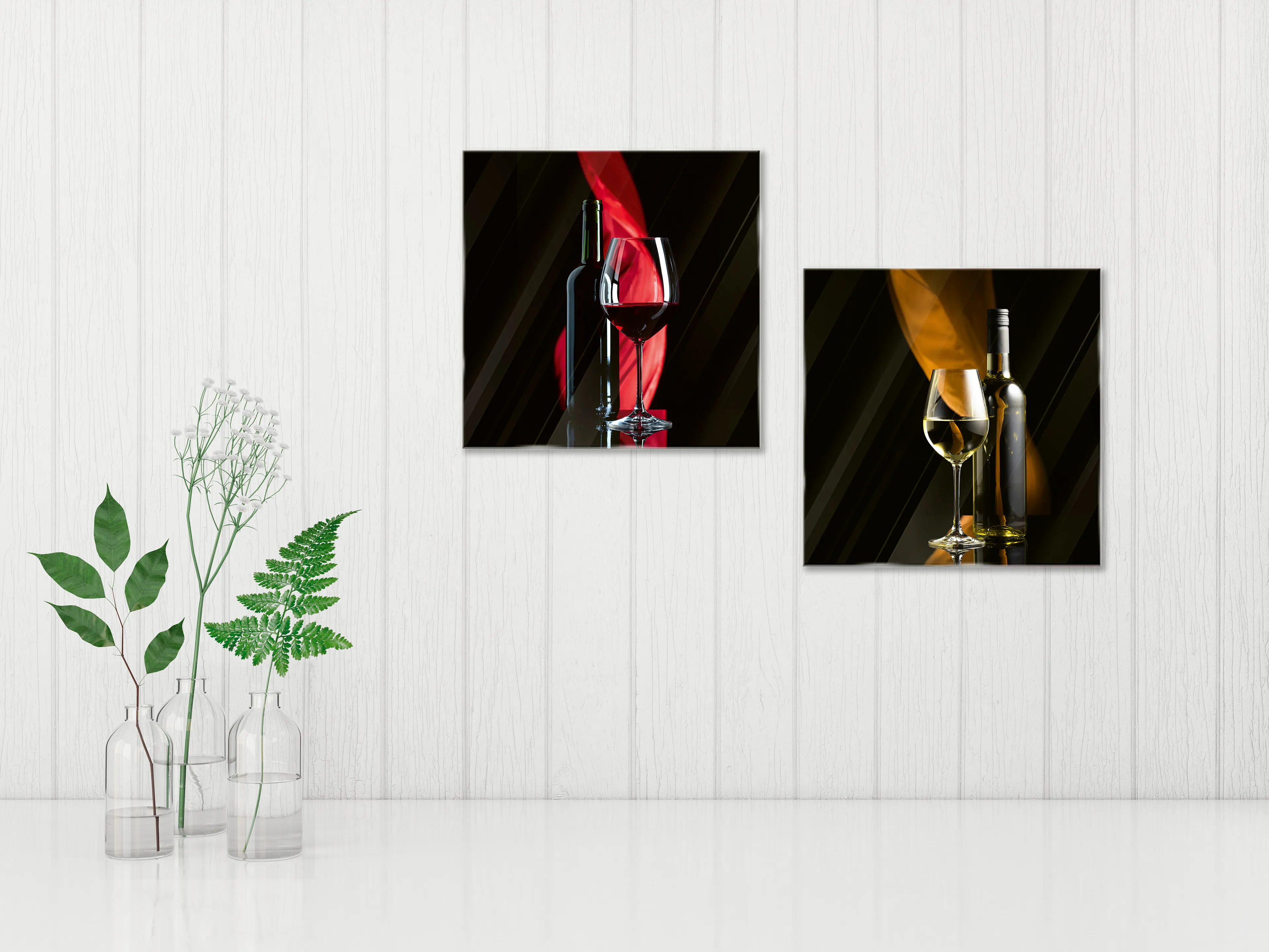Glasbild 20 x 40 cm Wine I 2tlg.