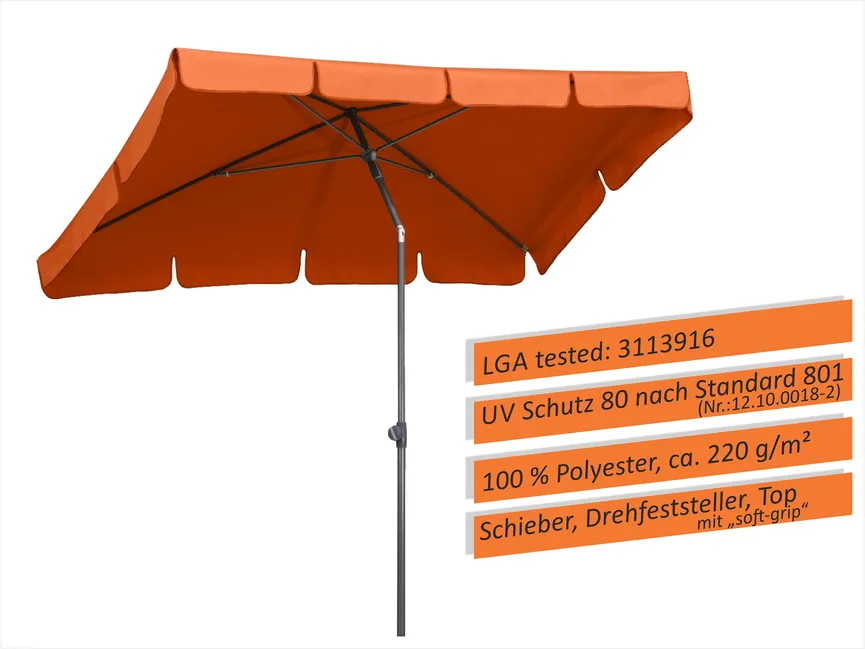 Rechteckschirm 225x120 detail