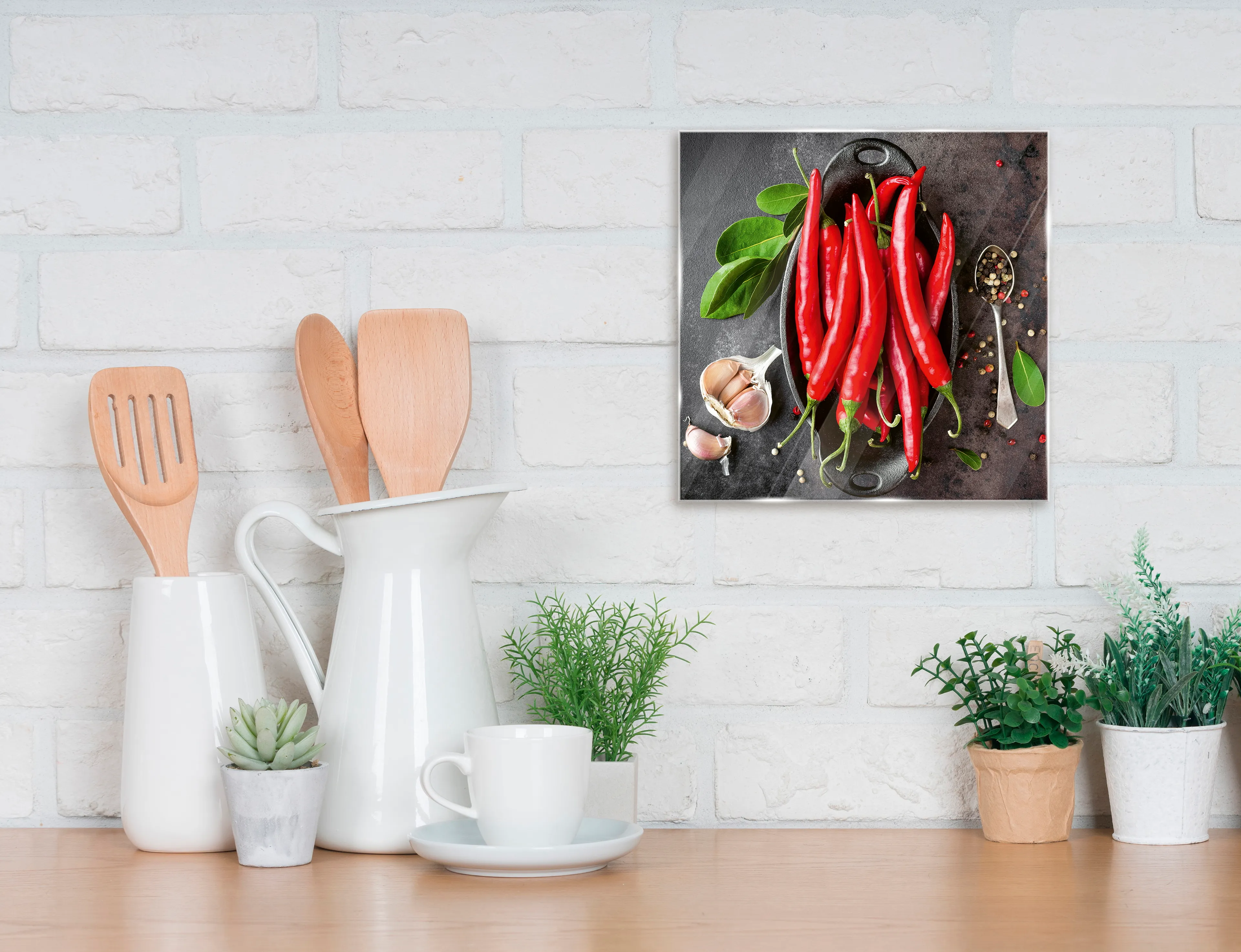 Glasbild 20 x 20 cm Red Chili Peppers I