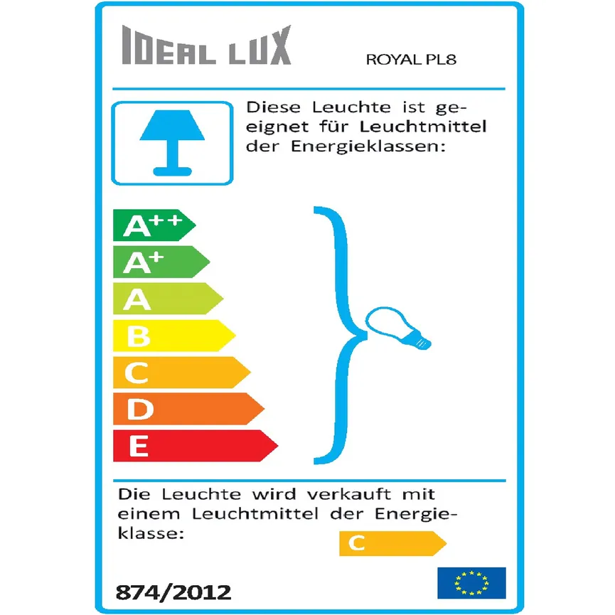 Deckenleuchte "Royal PL8" energielabel