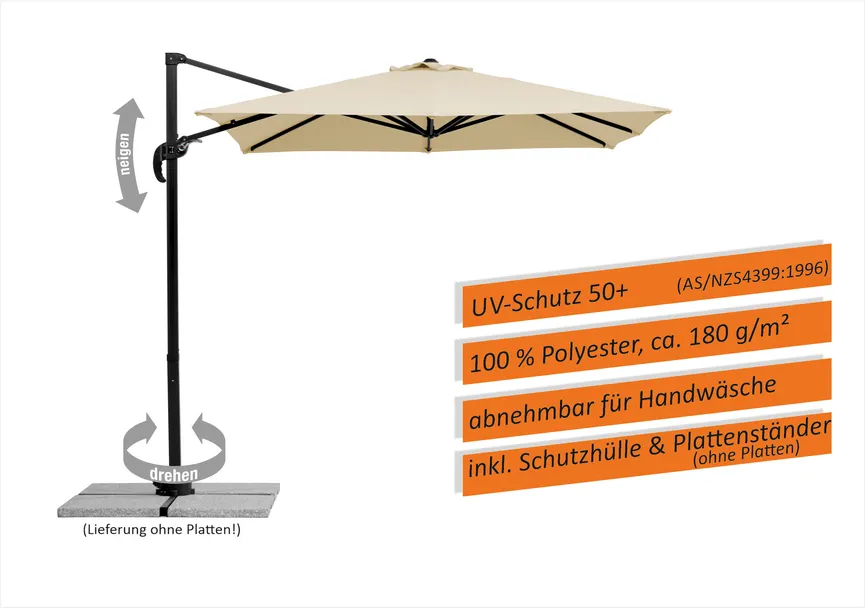 Junior Ampelschirm quadratisch detail