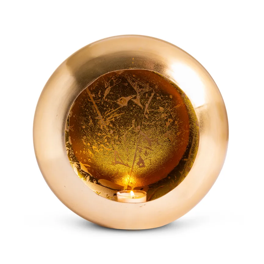 Kerzenhalter M schwarz-gold detail