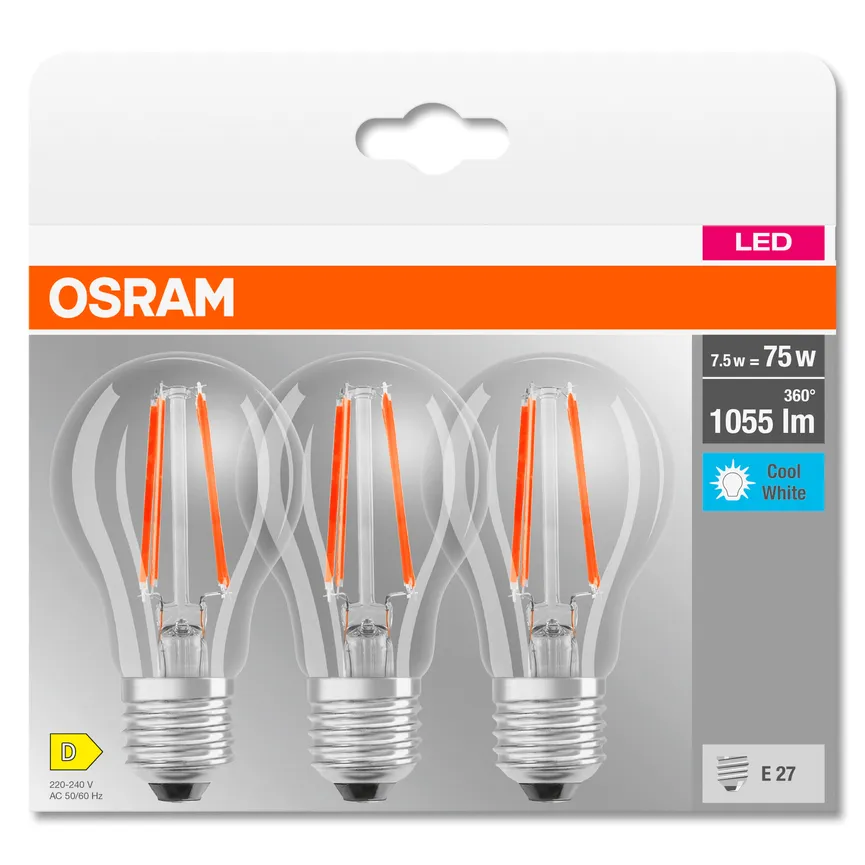 E27/7,5W LED Birne 3er Pack detail
