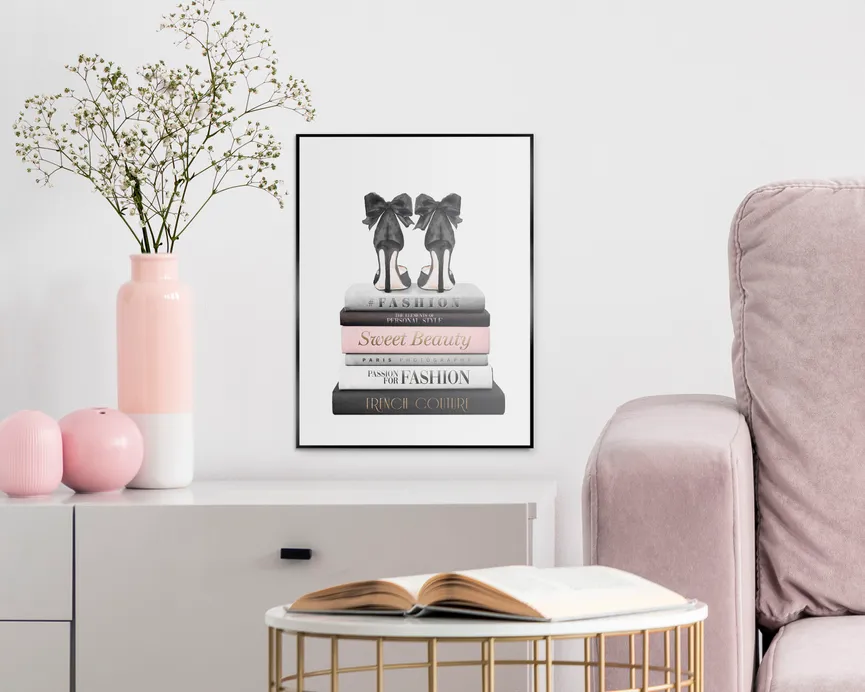 Bild gerahmt "Fashion Books" milieu