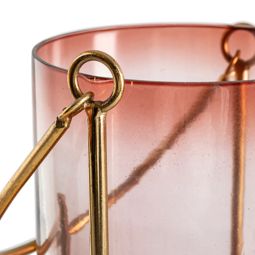 Windlicht M rosa-gold detail