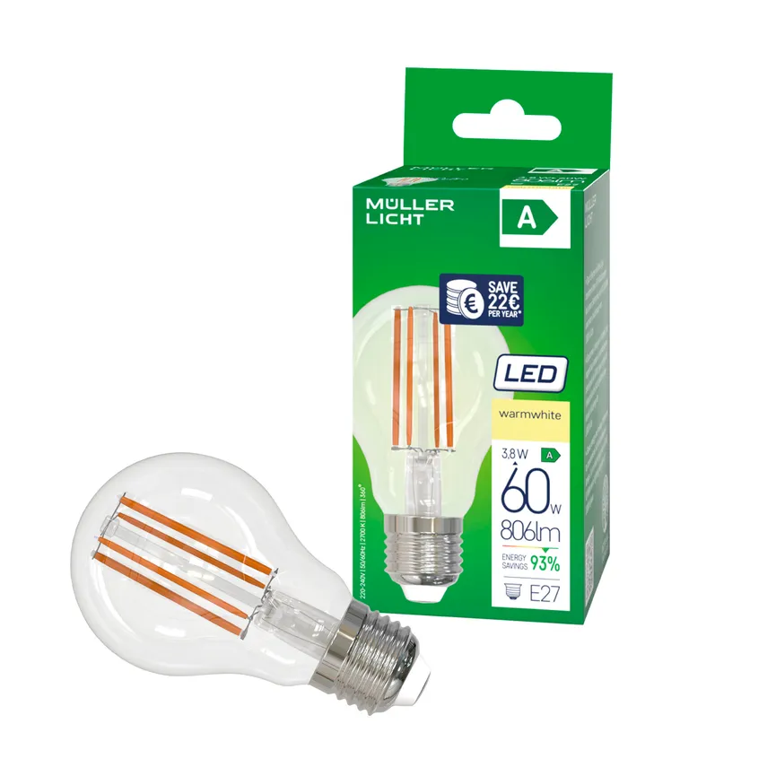 E27/3,8W LED Birne Retro detail
