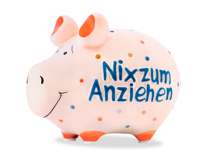 Spardose Weiß Nix zum Anziehen 12,5 x 9 cm