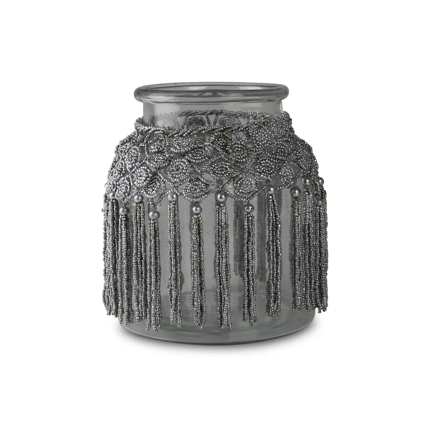 Windlicht mit Perlendekoration hauptaufnahme