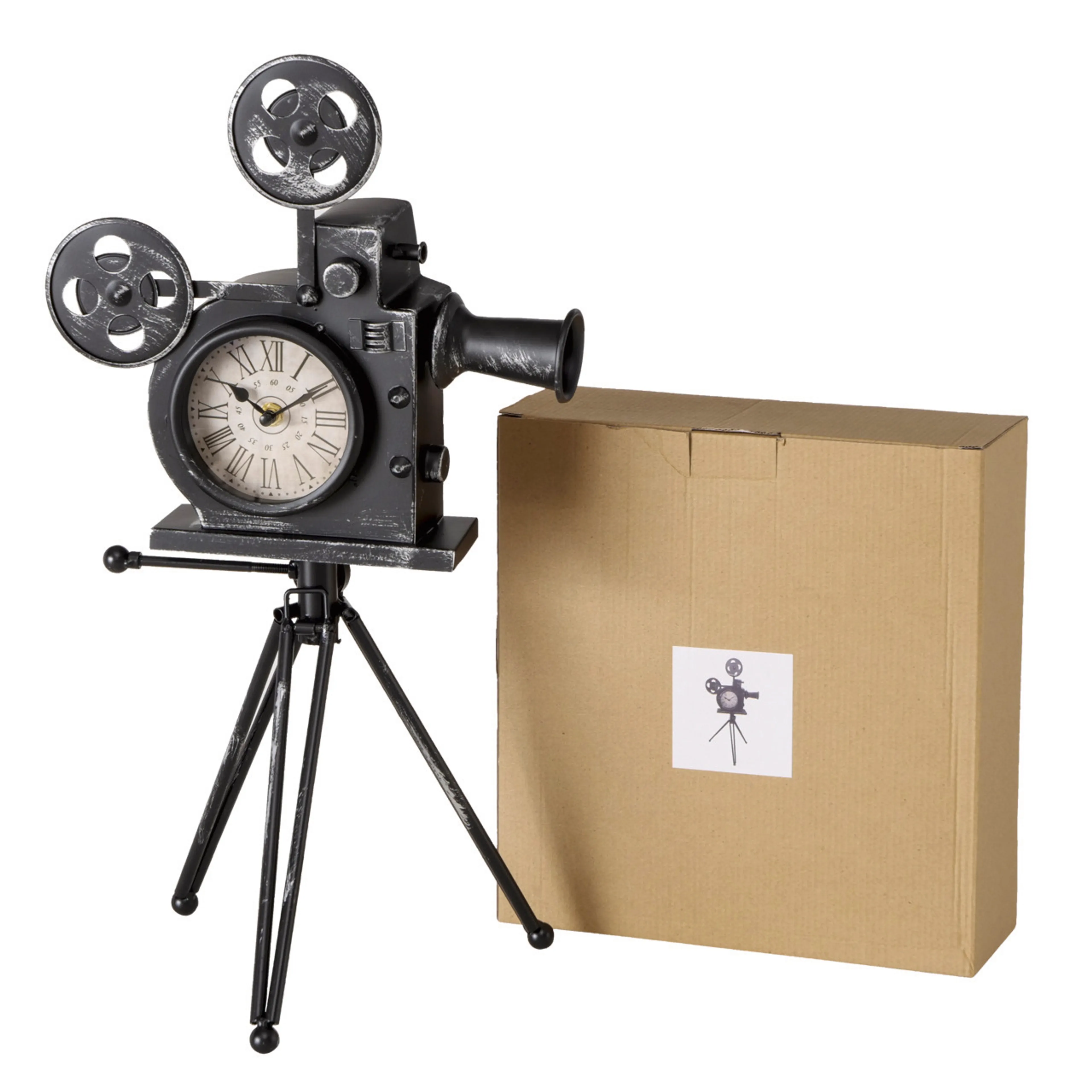 Deko-Objekt Tischuhr Filmkamera