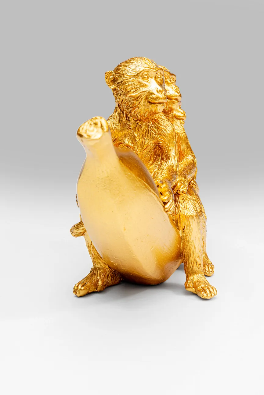 Figur "Banana Ride" Affen gold detail