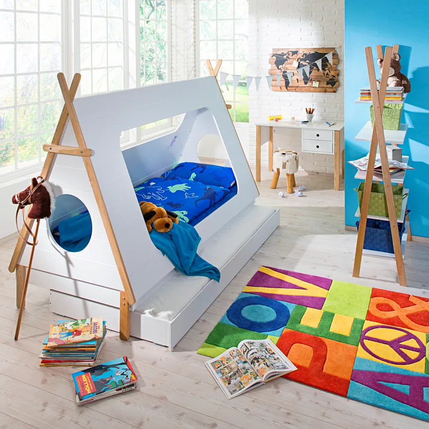Bett 90x200 cm inkl. Aufsatz milieu