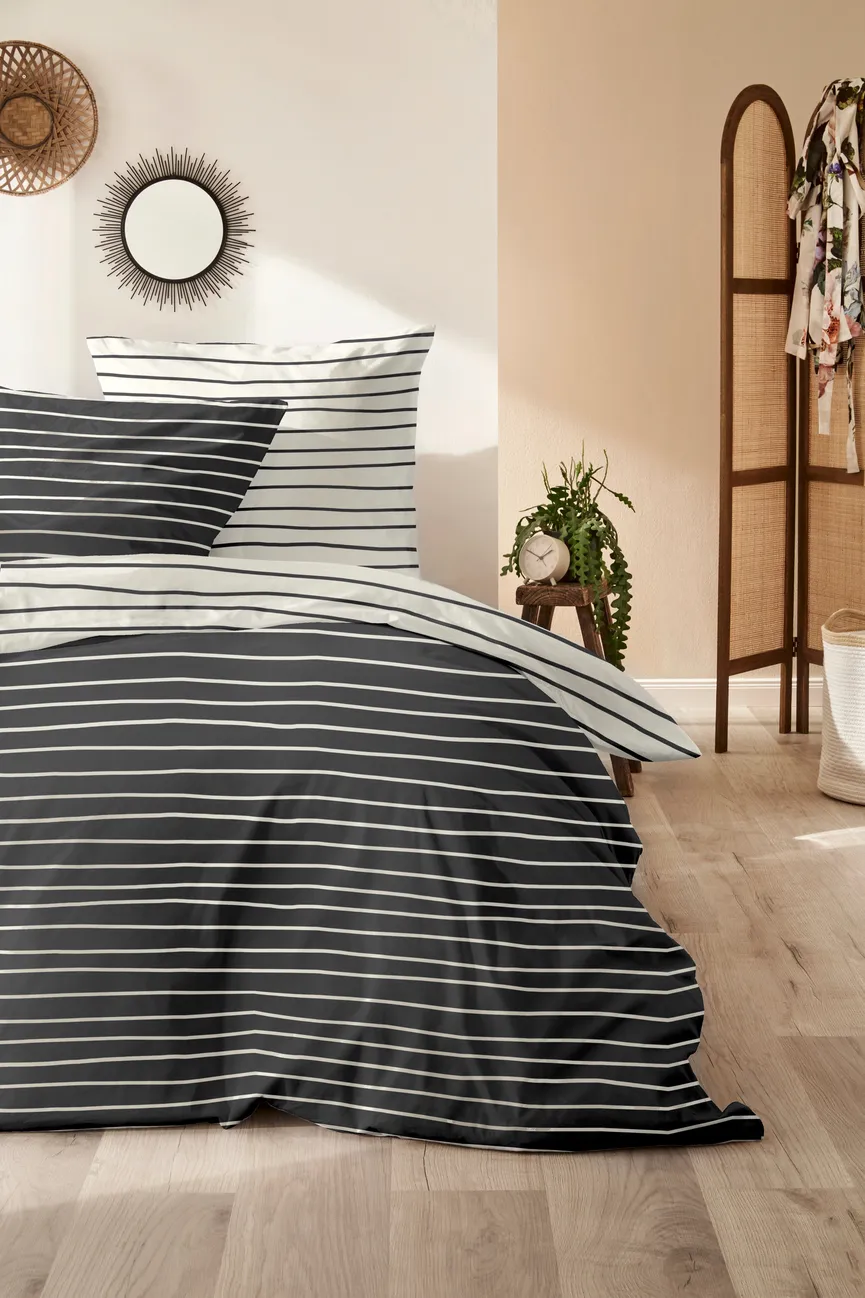 Perkal-Bettw.Streifen 155x220 milieu