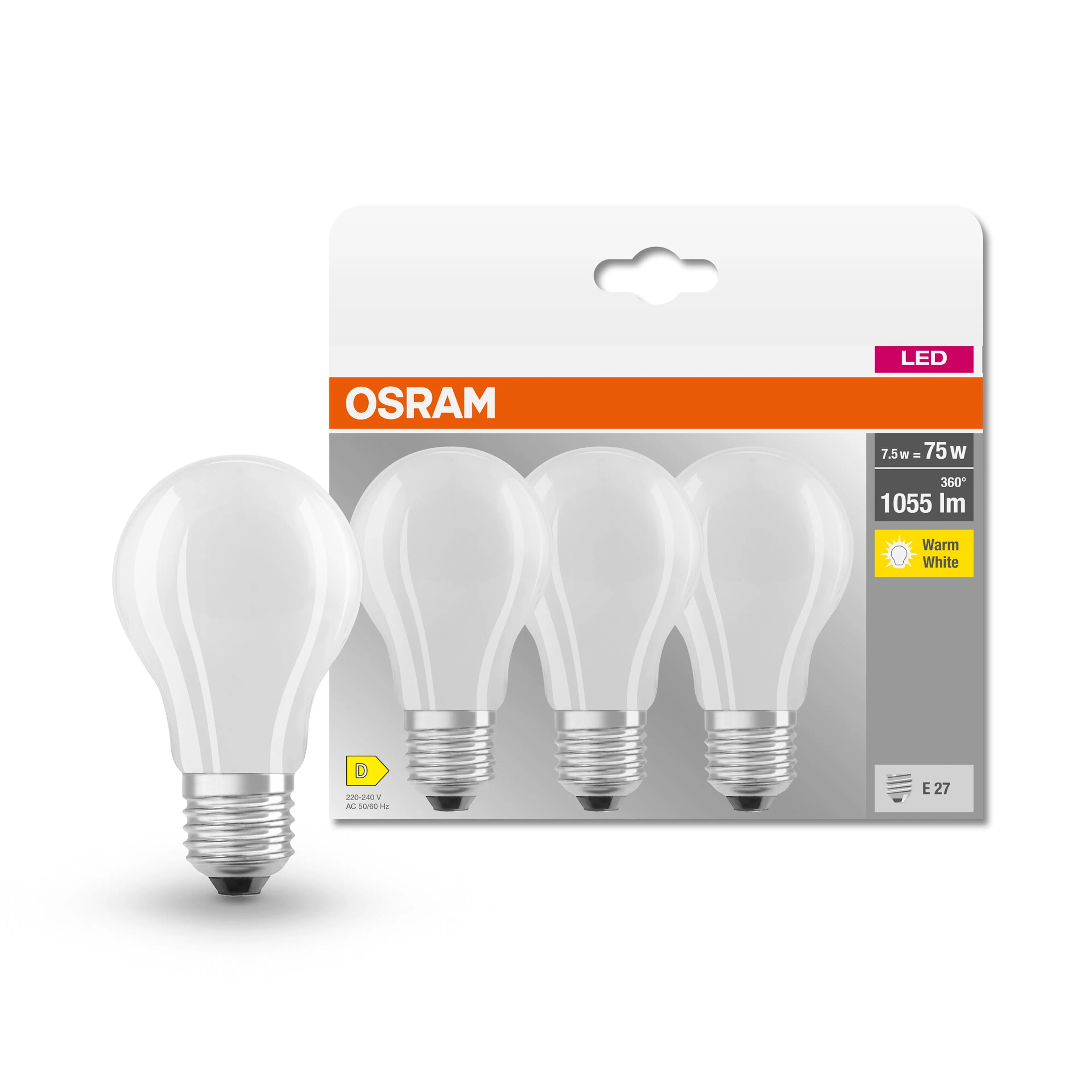 LED-Birne E27/7,5 Watt/Energie D