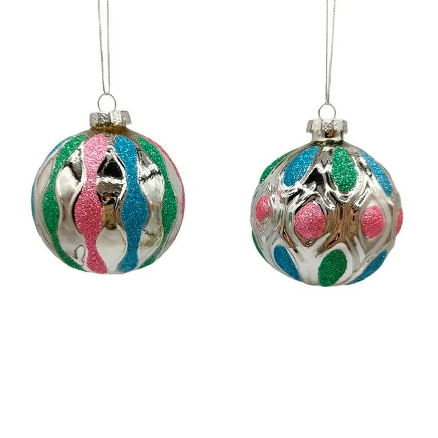 Kugel "Glitzer" 4er-Set bunt hauptaufnahme