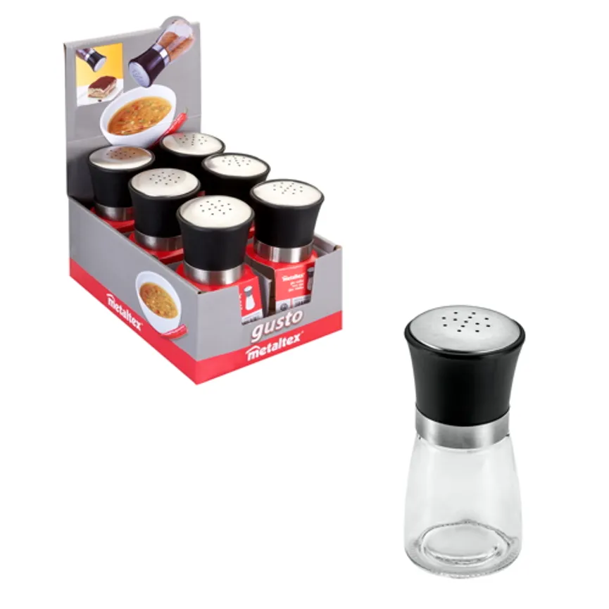 Gewürzstreuer Glas/Inox schwar hauptaufnahme