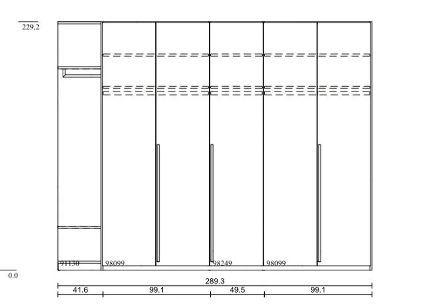 Drehtürenschrank 6-trg. detail