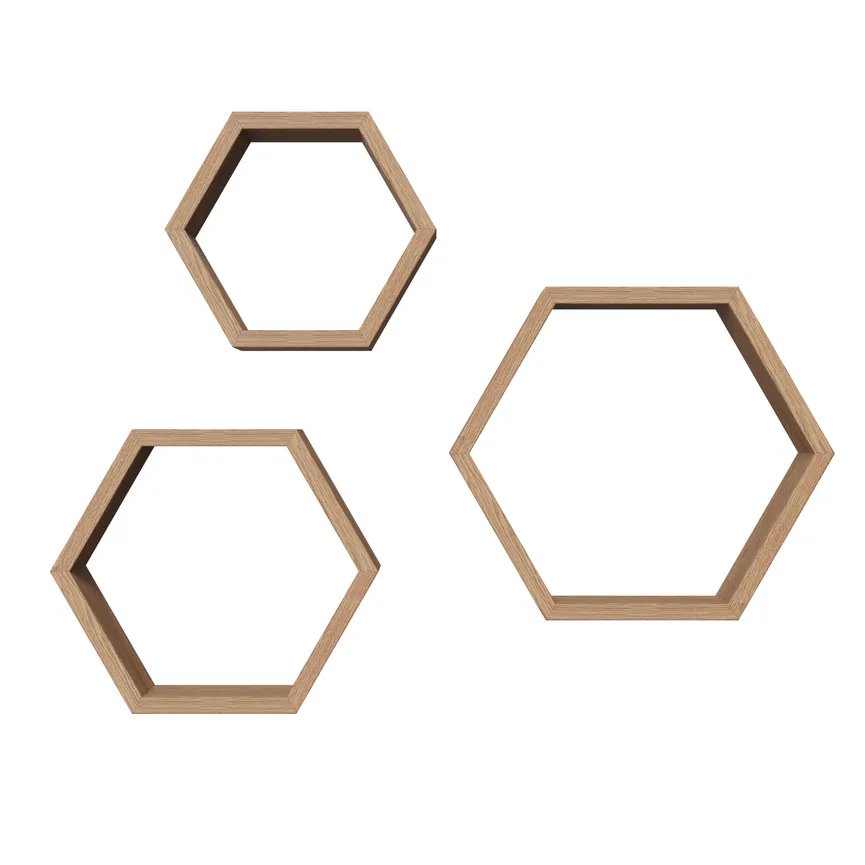 Regalset 3-tlg. Wabe Eiche detail