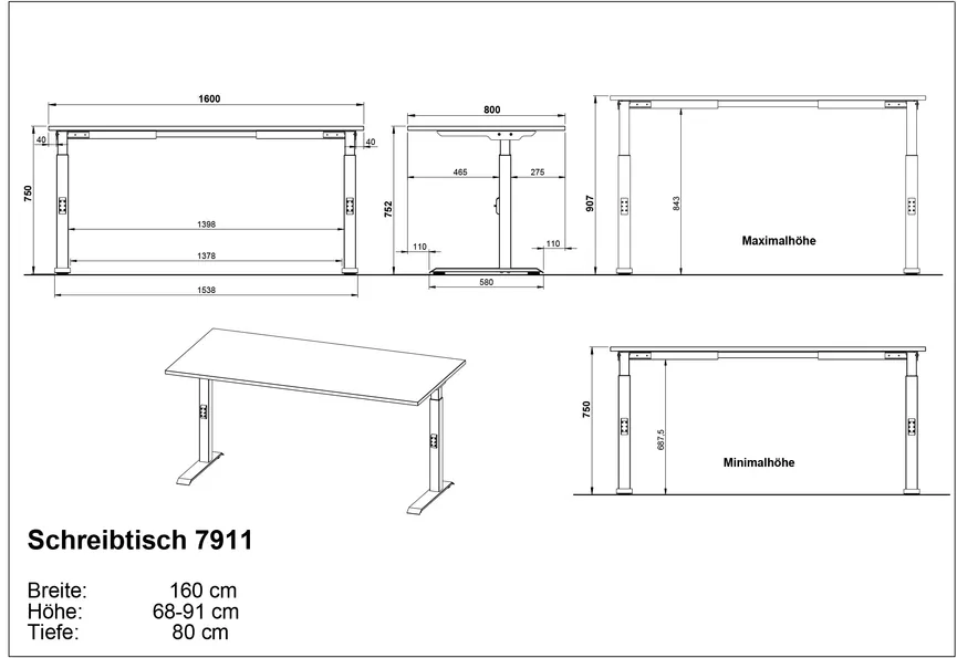 Schreibtisch 160x80 detail