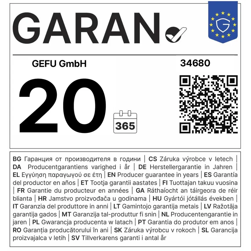 Käsereibe, universal garantielabel