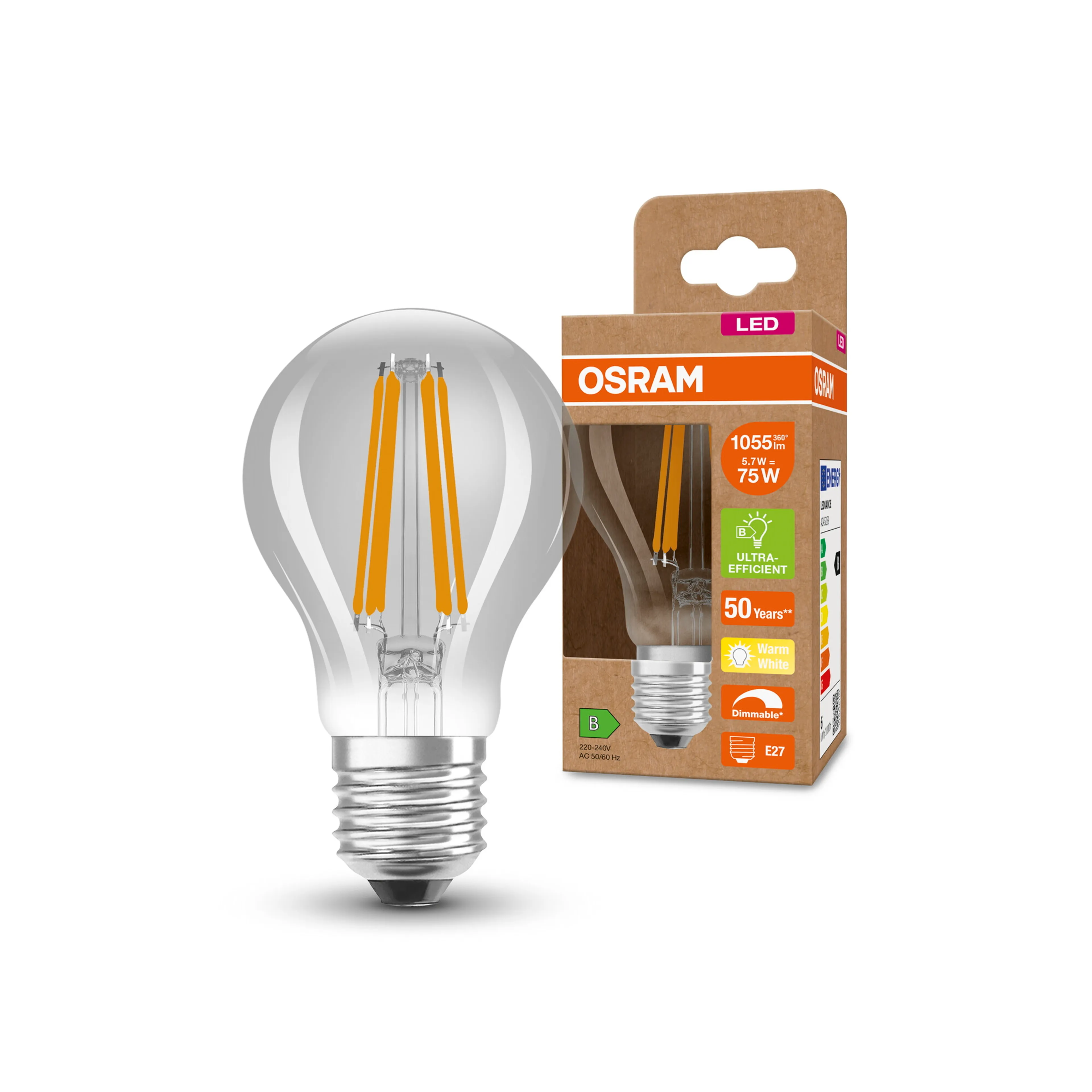 LED-Birne E27/5,7 Watt/Energie B