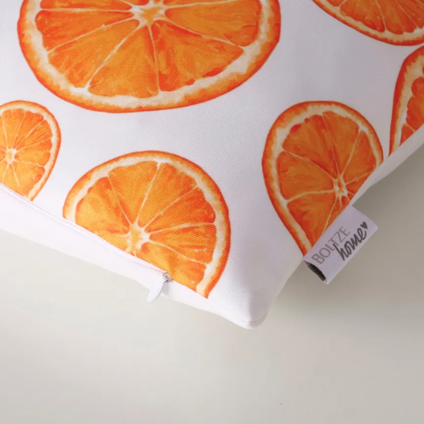 Kissen "Orangy" orange-weiß detail