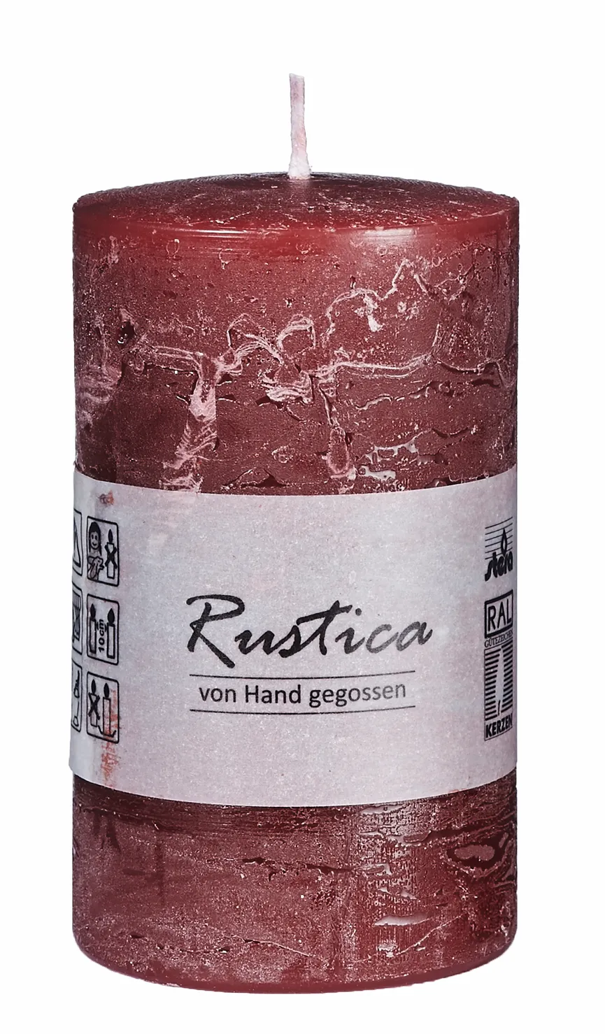 Stumpenkerze "Rustic" bordeaux hauptaufnahme