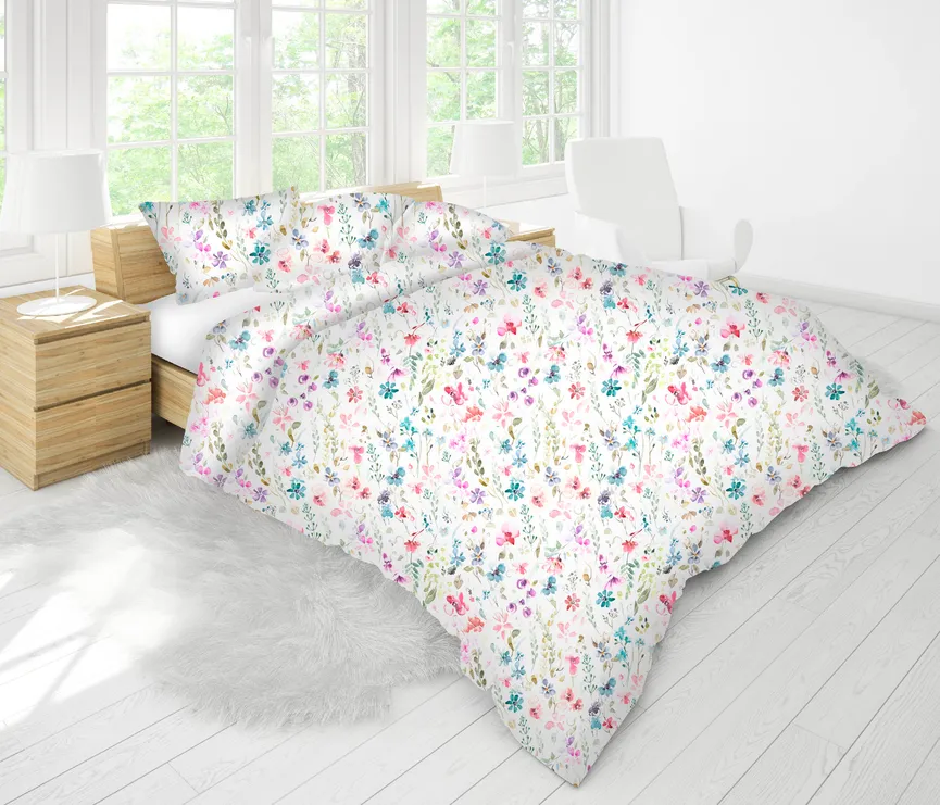 Satin-Bettw. Flora 135x200 milieu