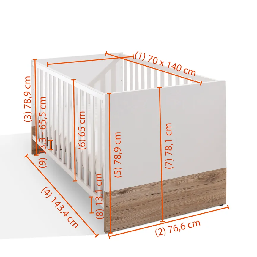 Kinderbett LF 70x140 cm dimensionsmarker