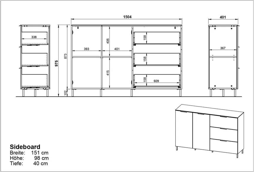 Kommode 2T/3S detail