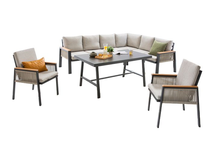 Gartenmöbel Set Grau Catania 6-tlg.