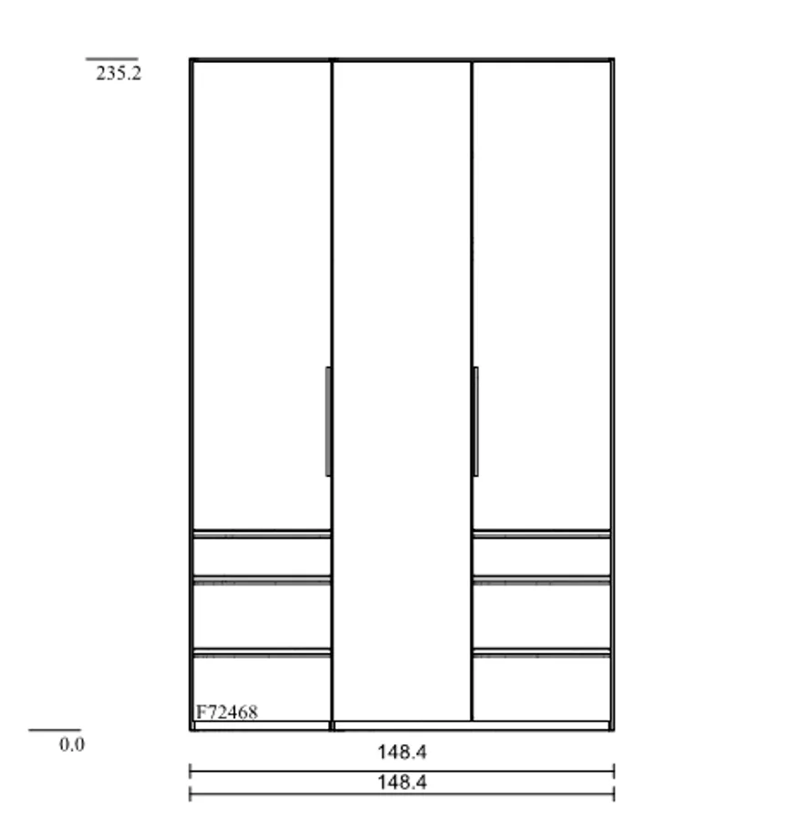 Drehtürenschrank 3-trg. detail