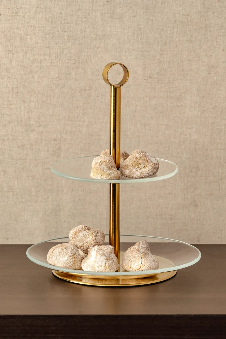 Etagere "Cena" 2-stöckig gold milieu