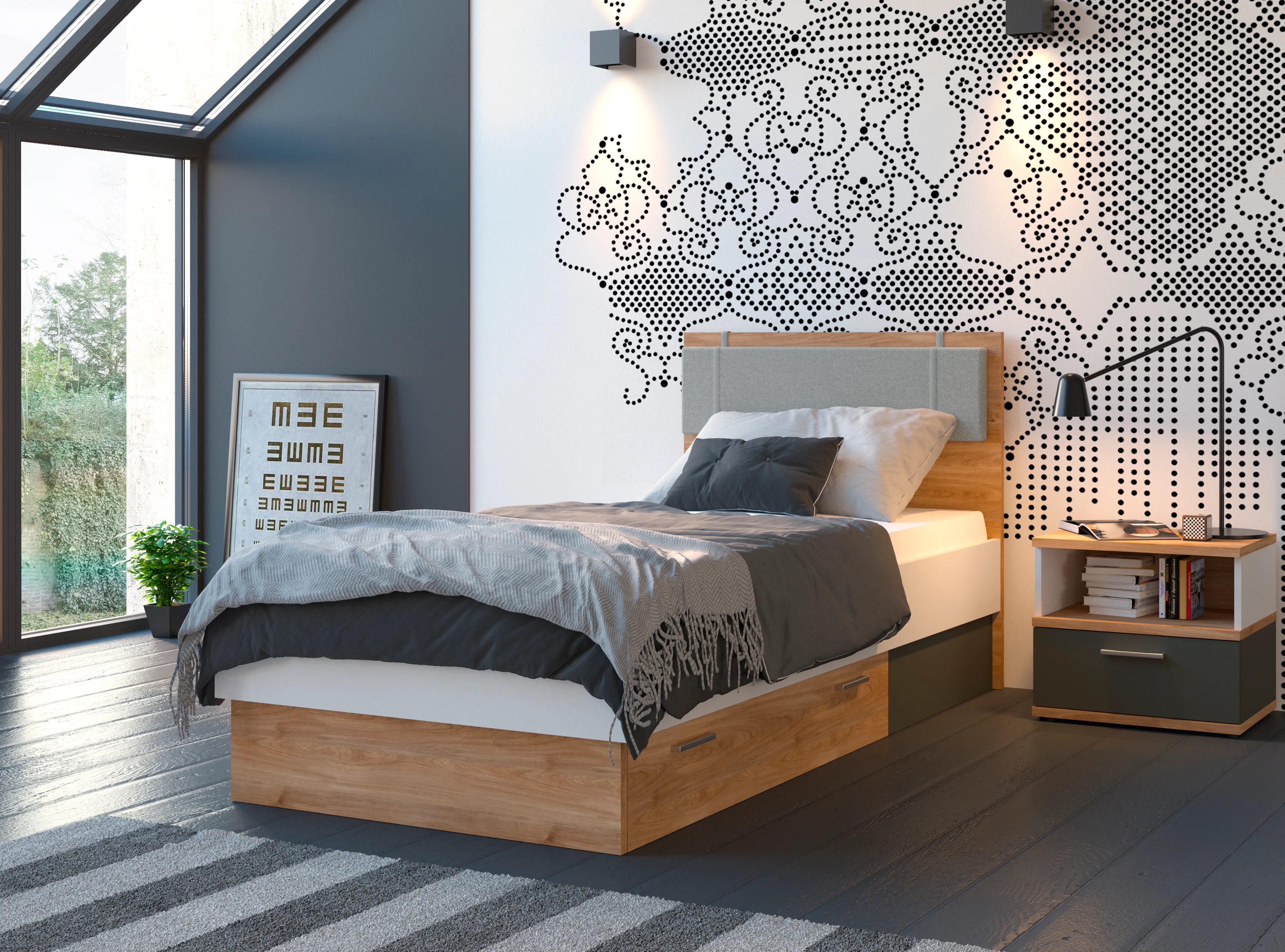 Bett mit Polsterkopfteil  Twenty 90 x 200 cm